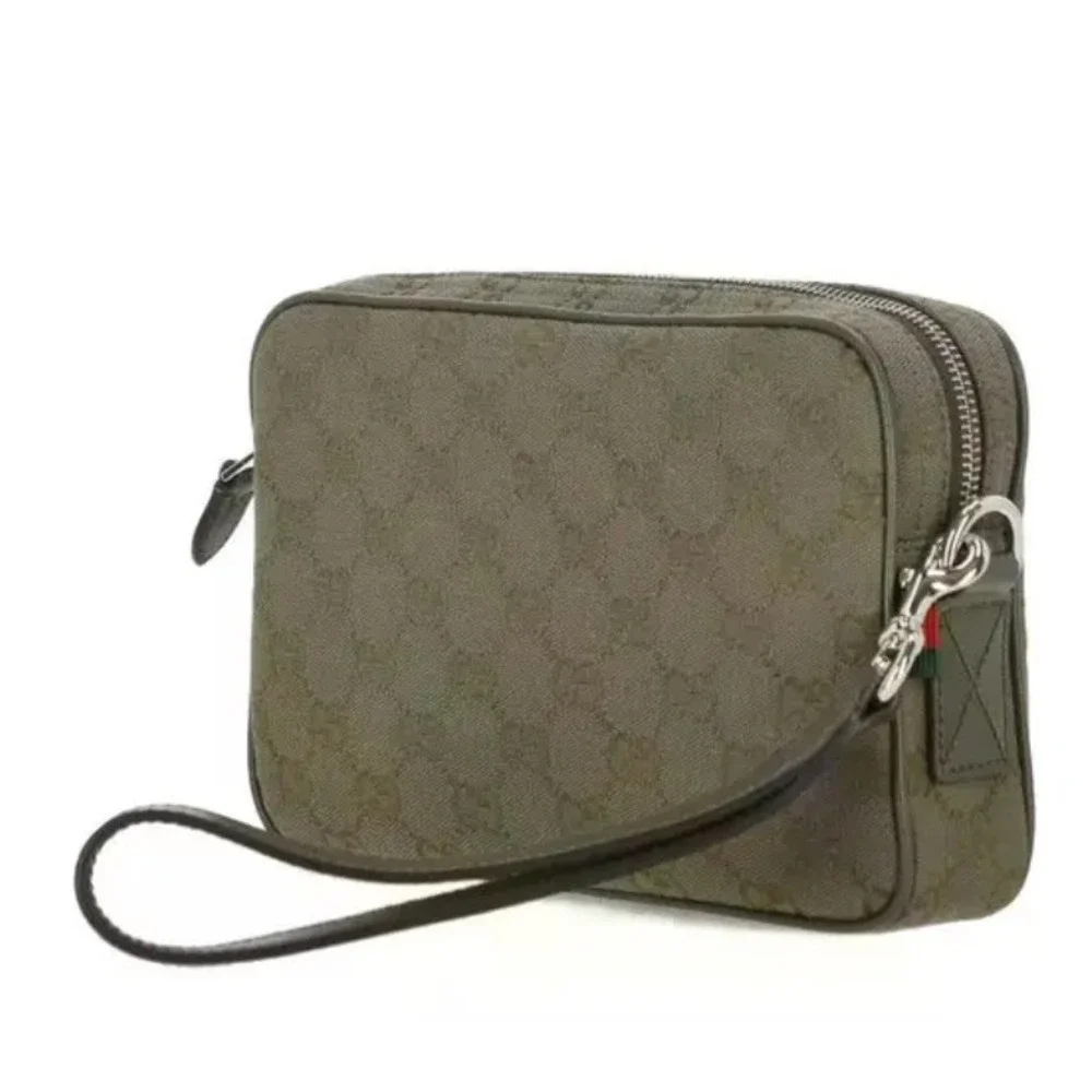 Gucci GG Supreme Canvas Crossbody Messenger Bag Olive Green 634802